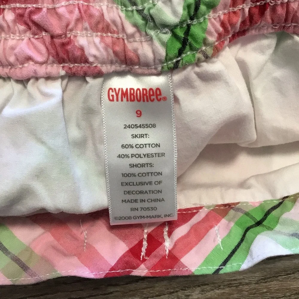 Gymboree Plaid Watermelon Seersucker Skort Pink Green White 9